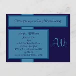 Carte Postale Invitation à la douche Monogram Elegant de la Mari
