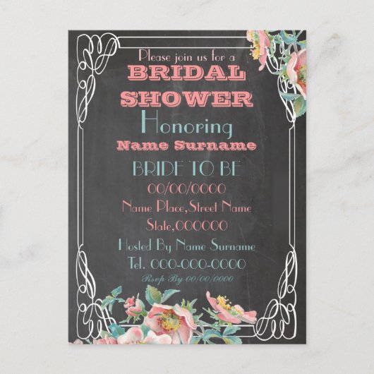 Carte Postale invitation à la douche nuptiale (Devant)
