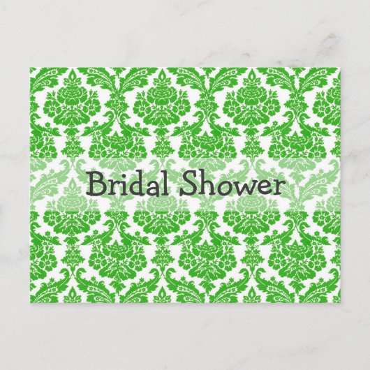 Carte Postale invitation à la douche nuptiale, damas vert (Devant)