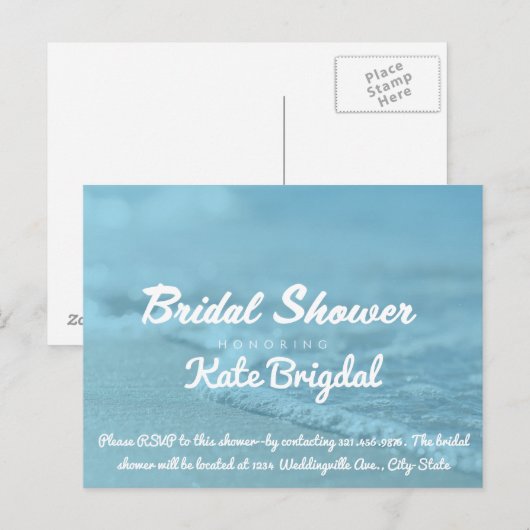 Carte Postale Invitation à la douche nuptiale de plage (Devant / Derrière)