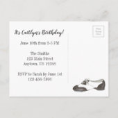 Carte Postale Invitation à la fête d'anniversaire chaussure à cl (Dos)