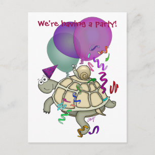 Carte Postale Invitation à la fête d'anniversaire de la tortue c