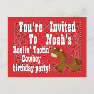 Carte Postale Invitation à la fête d'anniversaire de Rootin' Too
