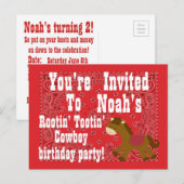 Carte Postale Invitation à la fête d'anniversaire de Rootin' Too (Devant / Derrière)