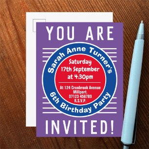 Carte Postale Invitation à la fête d'anniversaire des 6 ans d'un