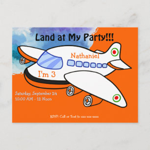 Carte Postale Invitation à la fête d'anniversaire d'un avion pou