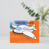 Carte Postale Invitation à la fête d'anniversaire d'un avion pou (Debout devant)