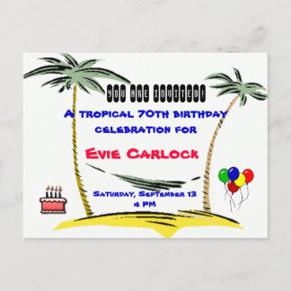 Carte Postale Invitation à la fête d'anniversaire tropicale