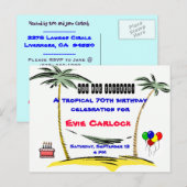 Carte Postale Invitation à la fête d'anniversaire tropicale (Devant / Derrière)