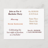 Carte Postale invitation à la fête de célibataire, invitation à  (Dos)