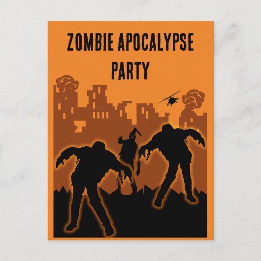 Carte Postale Invitation à la fête de l'apocalypse des zombies (Devant)