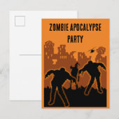 Carte Postale Invitation à la fête de l'apocalypse zombie (Devant / Derrière)