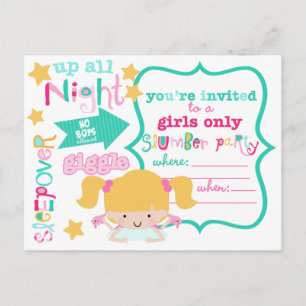 Carte Postale Invitation à la fête de l'aube pour filles mignonn