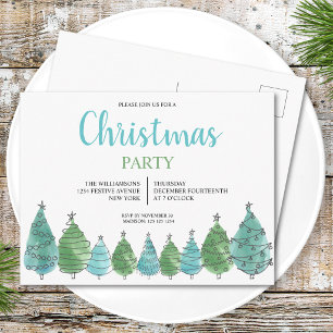 Carte postale Invitation à la fête de Noël vert