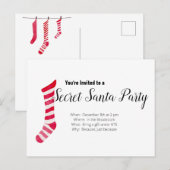 Carte Postale Invitation à la fête de Père Noël secret (Devant / Derrière)