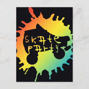 Carte Postale invitation à la fête de skate splatz