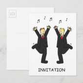 Carte Postale Invitation à la fête Deux mariés dansant (Devant / Derrière)