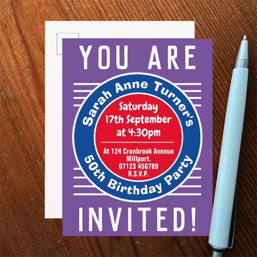 Carte Postale Invitation à la fête du 50e anniversaire