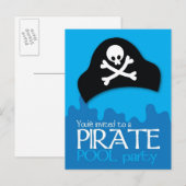 Carte Postale Invitation à la fête Pirate Pool (Devant / Derrière)