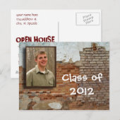 Carte Postale invitation à la maison ouverte - mur en ruines. (Devant / Derrière)