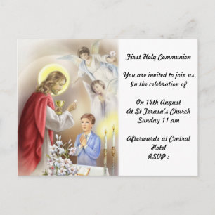 Carte Postale Invitation à la première communion sainte pour gar
