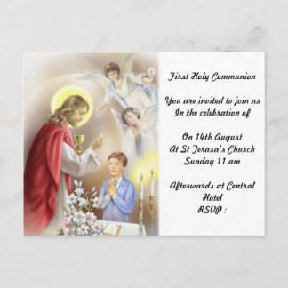 Carte Postale Invitation à la première communion sainte pour gar