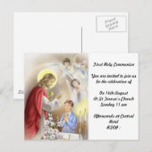 Carte Postale Invitation à la première communion sainte pour gar (Devant / Derrière)