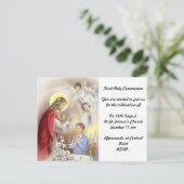 Carte Postale Invitation à la première communion sainte pour gar (Debout devant)