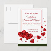 Carte Postale Invitation à la soirée de la Saint-Valentin aux cœ (Devant / Derrière)