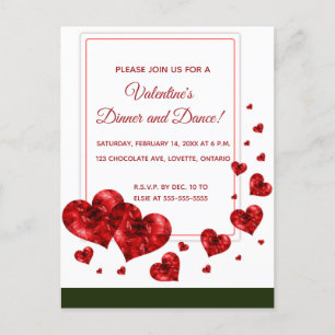 Carte Postale Invitation à la soirée de la Saint-Valentin "Cœurs