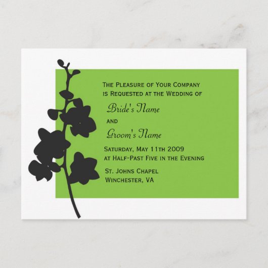 Carte Postale Invitation à l'orchidée verte (Devant)