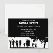 Carte Postale Invitation à pique-nique de famille Silhouette mod (Devant / Derrière)