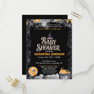 Carte Postale Invitation à une Baby Shower Halloween