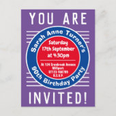 Carte Postale Invitation à une fête d'anniversaire 90 ans (Devant)