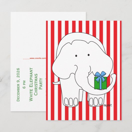 Carte Postale Invitation à une fête de l'éléphant blanc (Devant / Derrière)