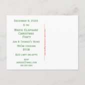 Carte Postale Invitation à une fête de l'éléphant blanc (Dos)