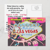 Carte Postale Invitation à une soirée de garçon à Las Vegas (Devant / Derrière)