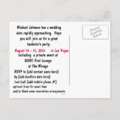 Carte Postale Invitation à une soirée de garçon à Las Vegas (Dos)