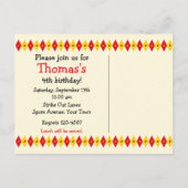 Carte postale Invitation Anniversaire Cute Bowling (Dos)