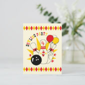Carte postale Invitation Anniversaire Cute Bowling (Debout devant)