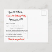 Carte postale Invitation Anniversaire de la fête d (Dos)