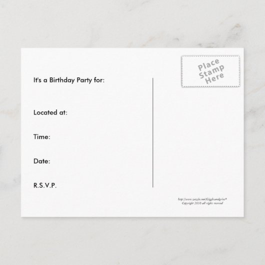 Carte postale Invitation anniversaire personnalisé (Dos)