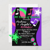 Carte postale Invitation Anniversaire Rock Star (Devant / Derrière)