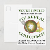 Carte Postale Invitation annuelle Chili Cookoff Cook Off Event (Devant / Derrière)