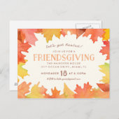 Carte postale Invitation Aquarelle Friendsgiving (Devant / Derrière)