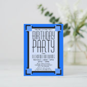 Carte postale Invitation Art déco bleu (Debout devant)