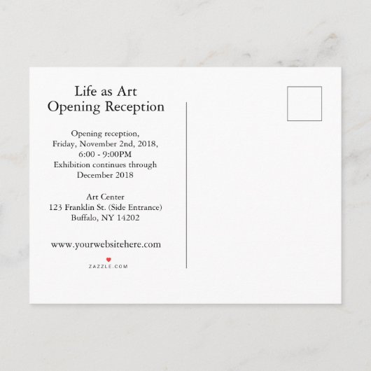 Carte postale Invitation Art Show (Dos)