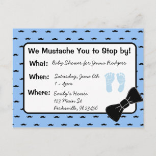 Carte Postale Invitation au Baby shower de la cravate de la Mous