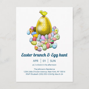 Carte Postale Invitation au brunch de Pâques & chasse aux œufs