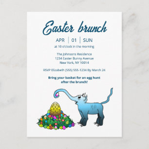 Carte Postale Invitation au brunch de Pâques et chasse aux œufs